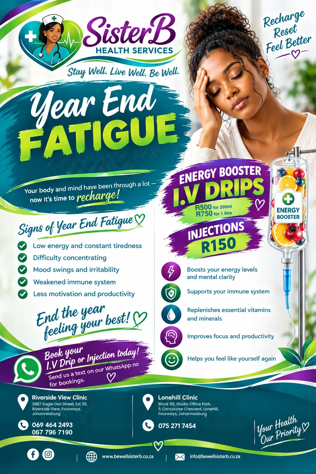 SisterB Health Services Year End Fatigue poster